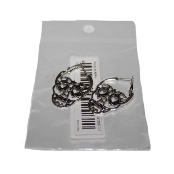 Skull Punk Hoop Earrings - Picture 6 of 16